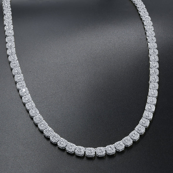 5MM SQUARE CUT CLUSTER TENNIS CHAIN IN WHITE GOLD