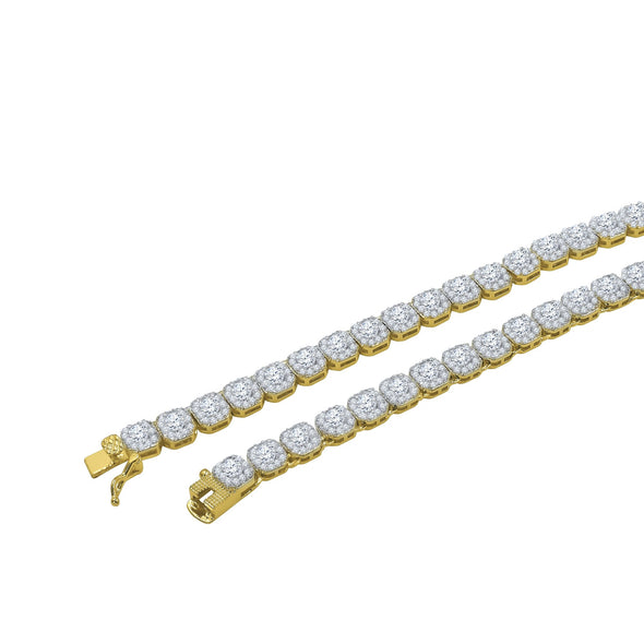 5MM SQUARE CUT CLUSTER TENNIS CHAIN IN GOLD