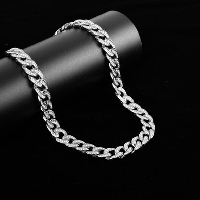 13 MM ICED OUT CUBAN CHAIN IN WHITE GOLD