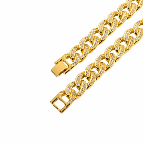 13 MM ICED OUT CUBAN CHAIN IN GOLD