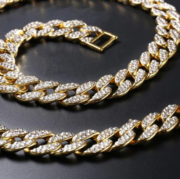 13 MM ICED OUT CUBAN CHAIN IN GOLD