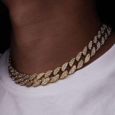 8 MM ICED OUT CUBAN CHAIN IN GOLD