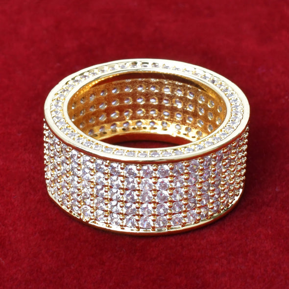 24K ICED OUT 5-ROW RING