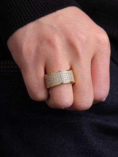 24K ICED OUT 5-ROW RING