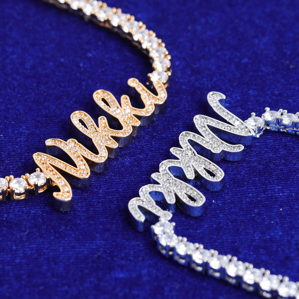 24K CURSIVE FONT NAME + CHAIN