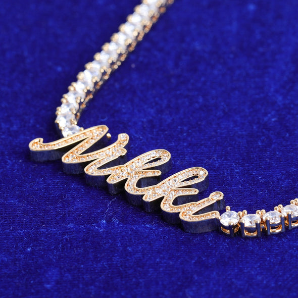 24K CURSIVE FONT NAME + CHAIN