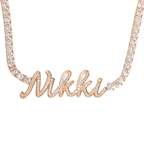 24K CURSIVE FONT NAME + CHAIN